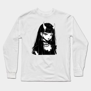 Black and White Demon Long Sleeve T-Shirt